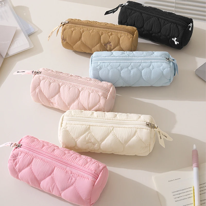 Cute Pencil Case Soft Aesthetic Zipper Pen Pouch Large Capacity Stationery Bag for Girls Students School Office Supplies