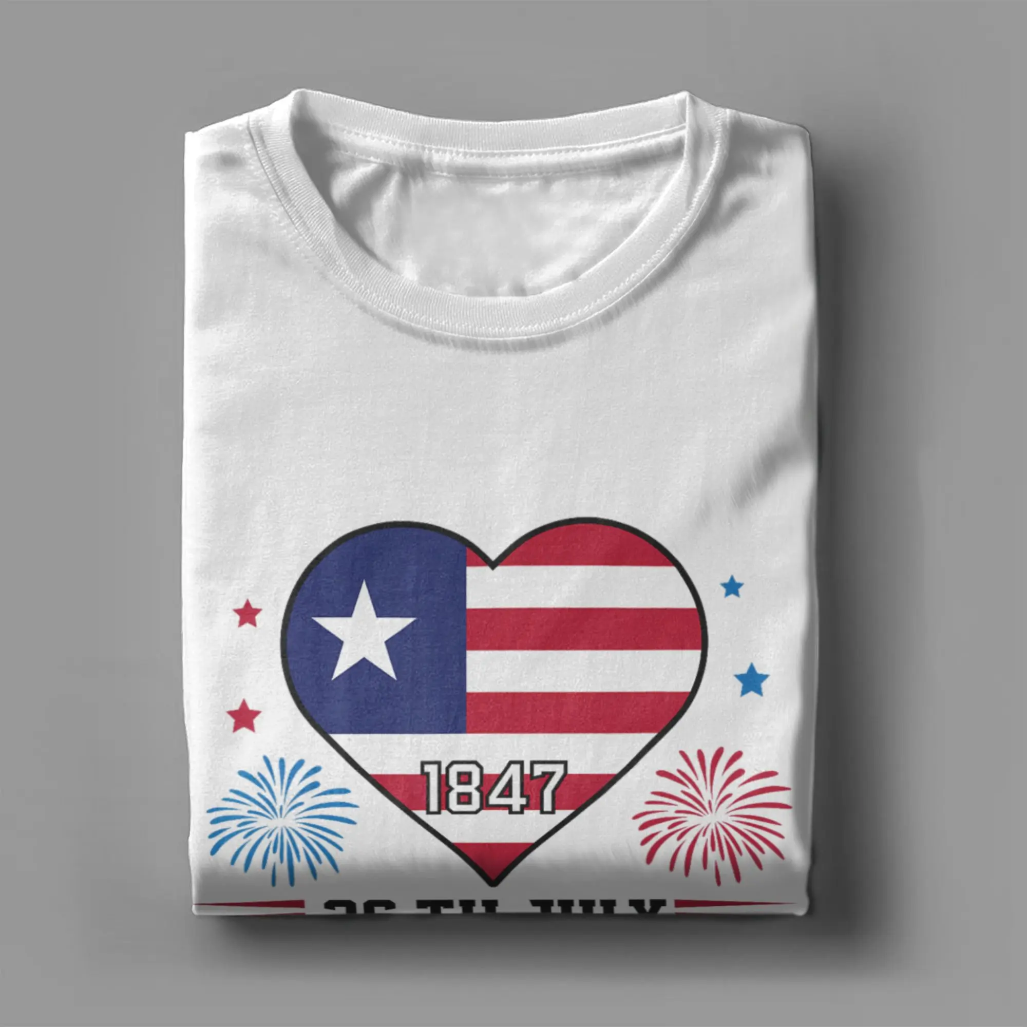 Men's Happy Liberia Independence Day Liberia Liberian Flag T Shirt  Cotton Tops Awesome Short Sleeve Crew Neck Tee Shirt T-Shirt