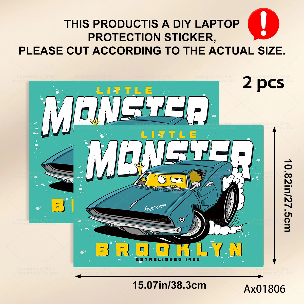 2 Pcs/pack Cartoon car Laptop Skin Sticker Waterproof Removable Vinyl Decal for MacBook Pro/Air 13-16 Inch Notebook Cover