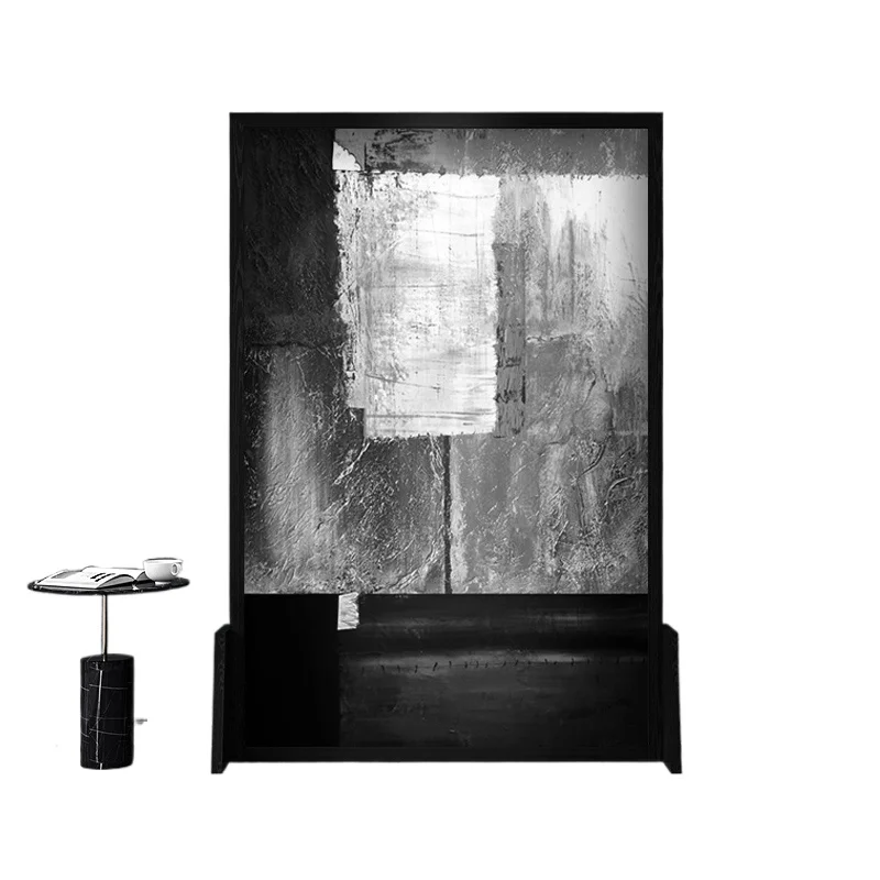 

Modern dark abstract color block solid wood screen decoration living room bedroom entrance partition office seat screen can be