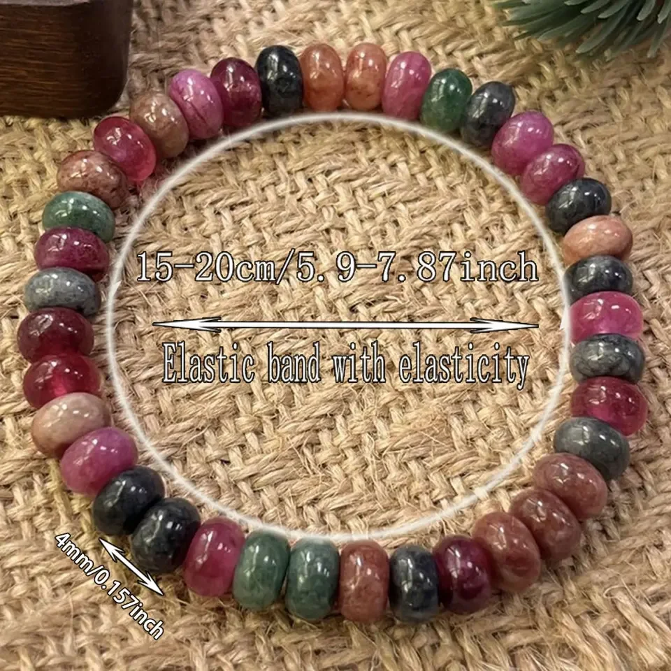 

Multicolor Tourmaline Bracelet Natural Rainbow Tourmaline Handmade Beads Love Stone Watermelon Tourmaline Bracelet Holiday Gift