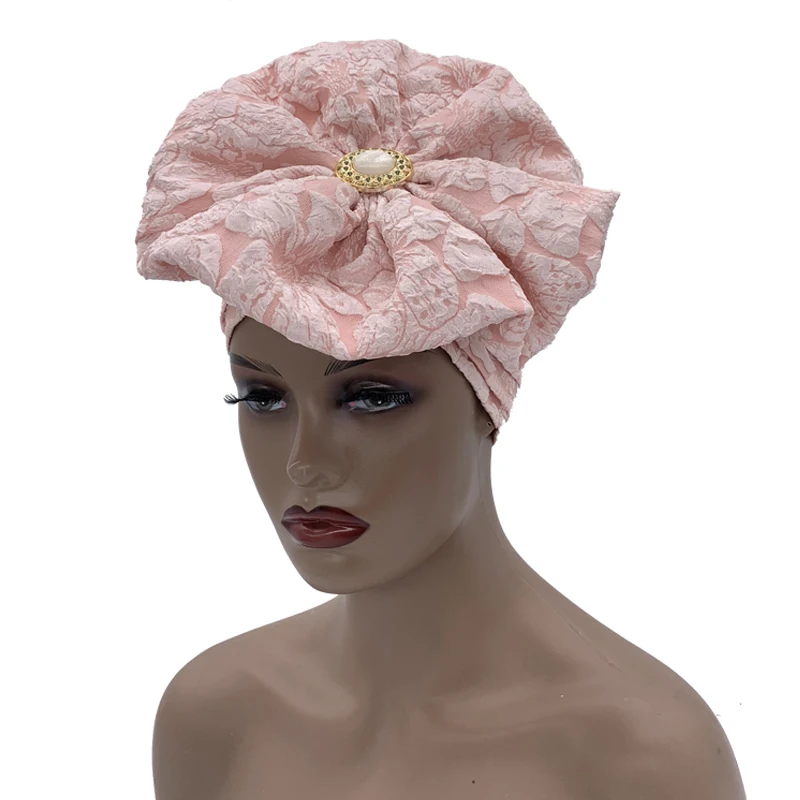 2026 Trendige Damen-Turbanmütze mit großer Blume, modische muslimische Hijab-Kappen, Diamanten-Kopftuch, Damen-Bandana, Chemo-Mütze, afrikanischer Hut – Detail 31