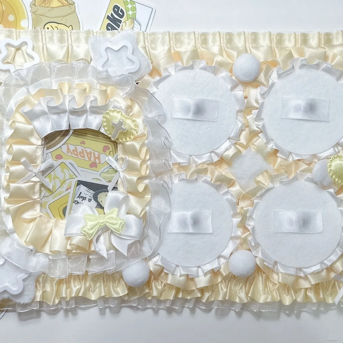 Original Ita Bag Accessories Cream Yellow Lace Ribbon Handmade Badge Goods Display Insert Anime Cosplay Ita Bag Board Decoration