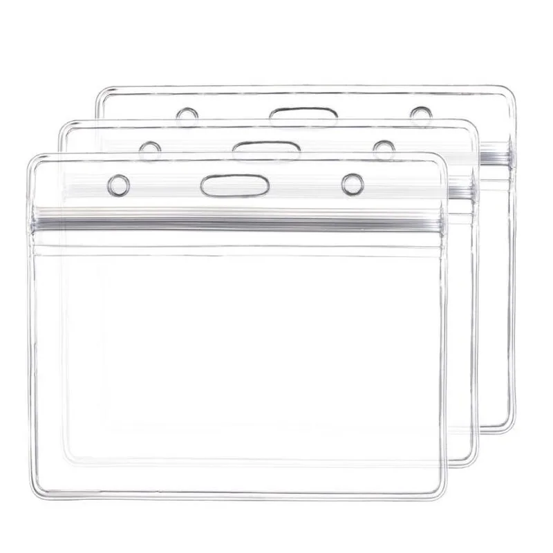 10Pcs ID Card Holders Vertical Horizontal ID Badge Holder Clear Plastic ID Holders for Badges Card Protector for Work ID Card