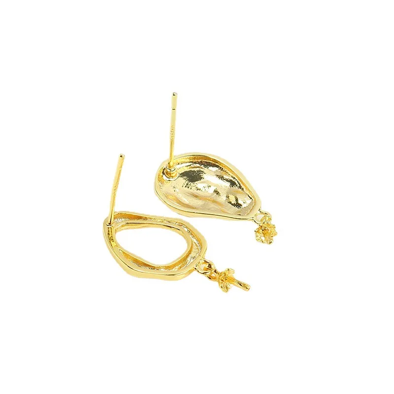 

1 пара позолоченных медных серег-гвоздиков E313 с жемчугом и серебряными штифтами S925, фурнитура для изготовления ювелирных изделий, аксессуары для DIY украшений