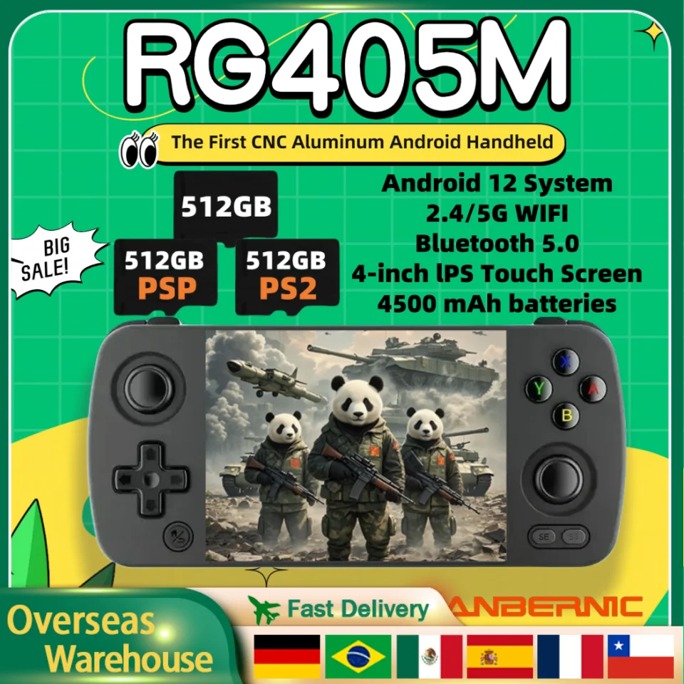 

ANBERNIC RG405M Metal Handheld Game Console Android 12 System 4 Inch IPS Screen Unisoc Tiger T618 Game Player Support PSP PS2