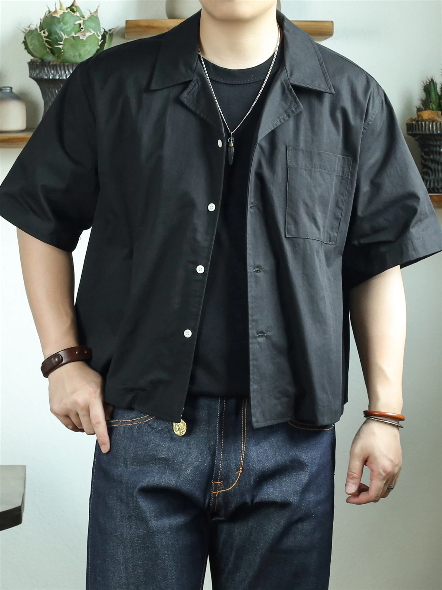 

Retro American Style Cuban Collar Loose Fit Short Sleeve Shirt for Men And Women Summer Breathable Youth Fashion Casual Shirt