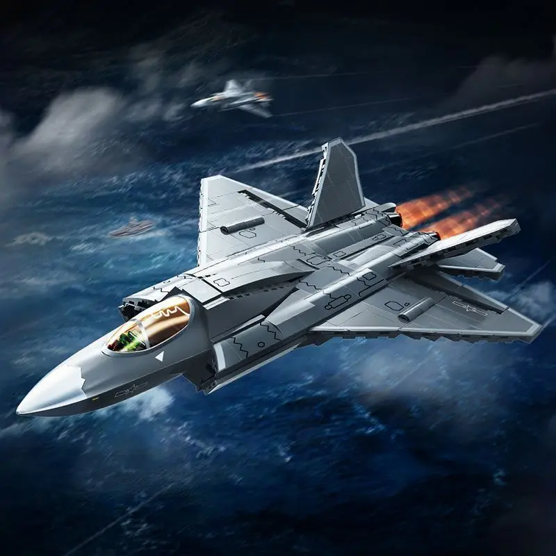 مكعبات بناء الطائرات المقاتلة القائمة على الناقل من KEEPPLEY J-35 لعبة جذعية تعليمية للأولاد هدية عيد ميلاد