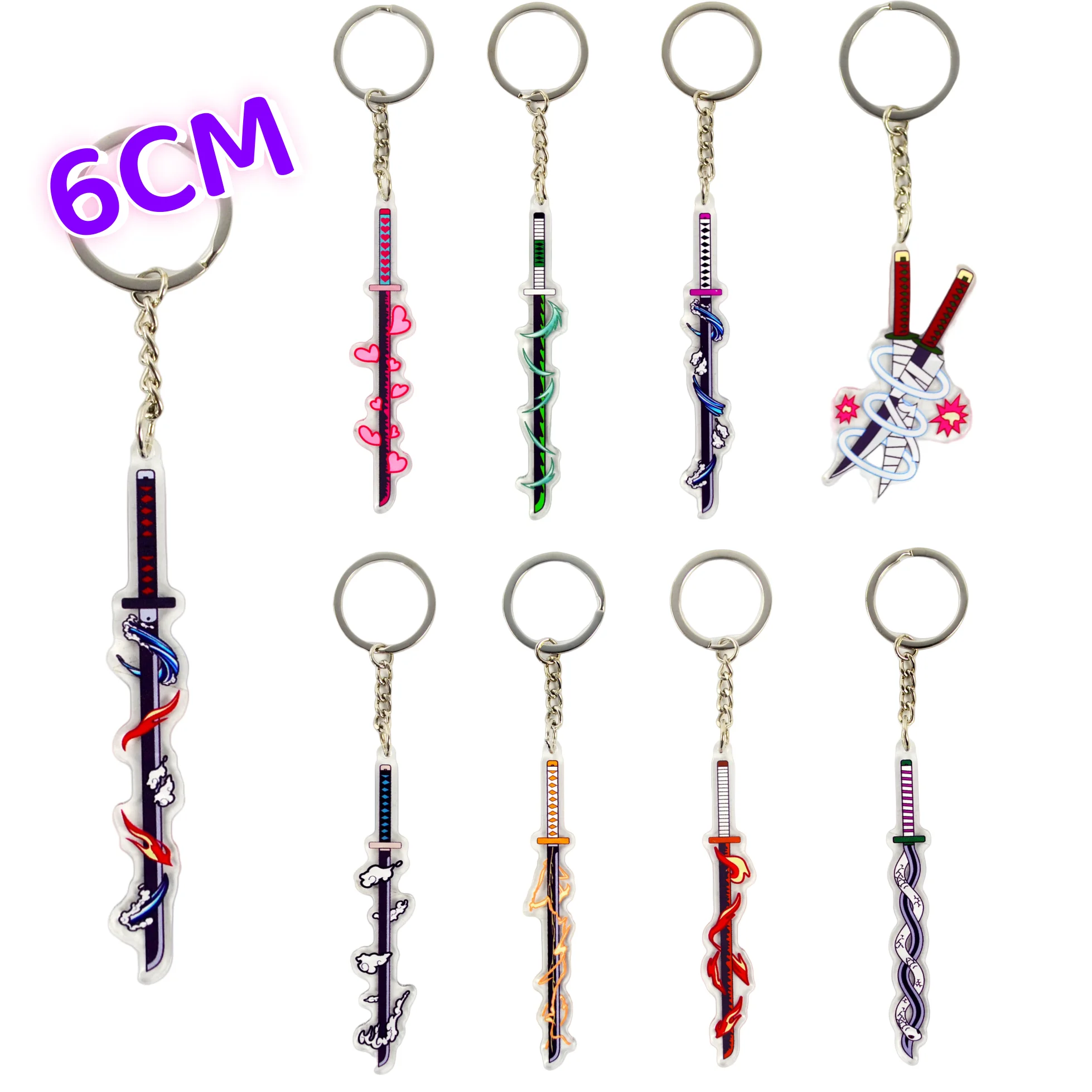 

New Anime Demon Slayer Sword Keychain Kamado Tanjirou Agatsuma Zenitsu Acrylic Sabre Key Chain Pendant Gift 6cm
