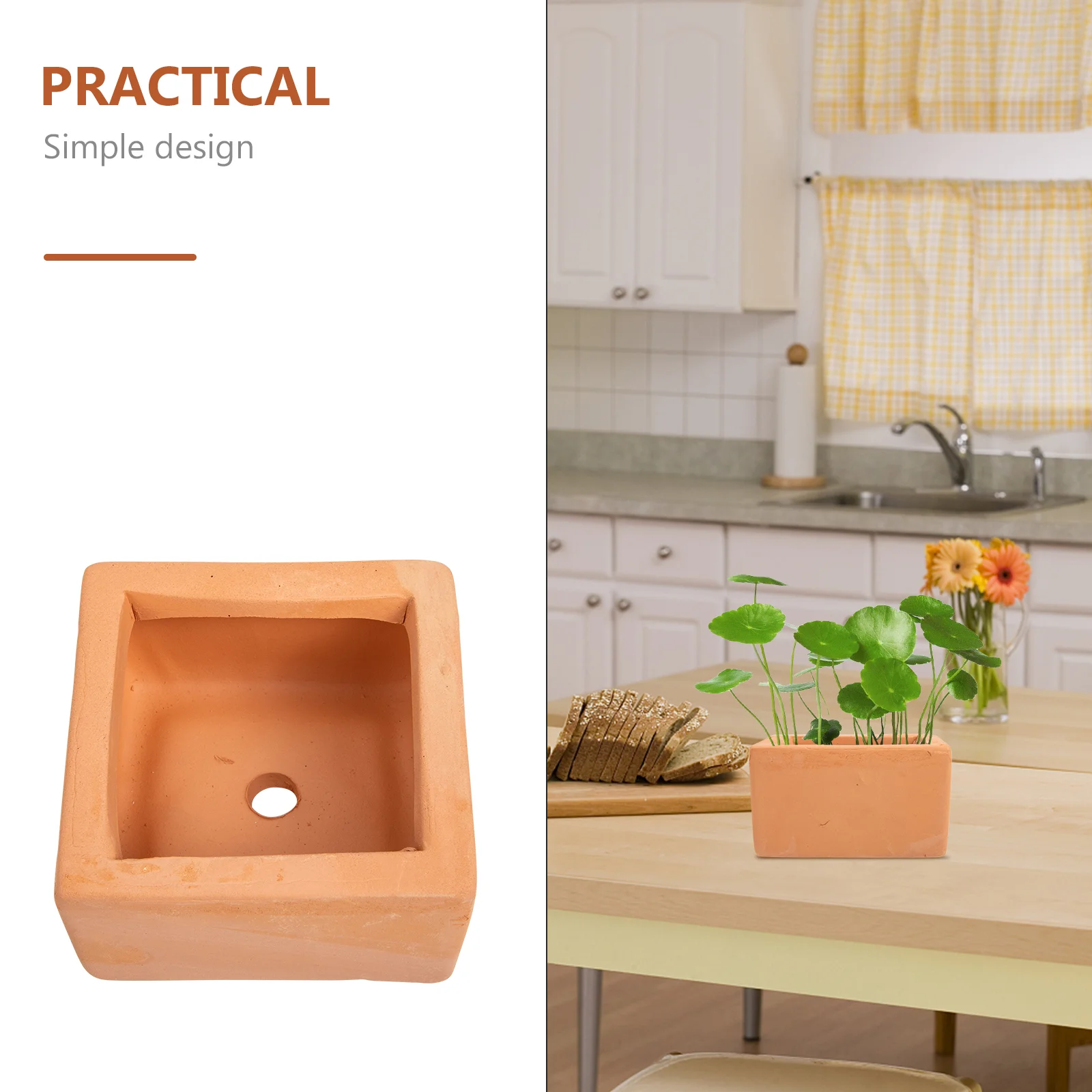 3 Pcs Square Terracotta Flower Pot Red Pottery Flowerpot Decor Succulent Bowl Small Flowerpots Suqare Container Household