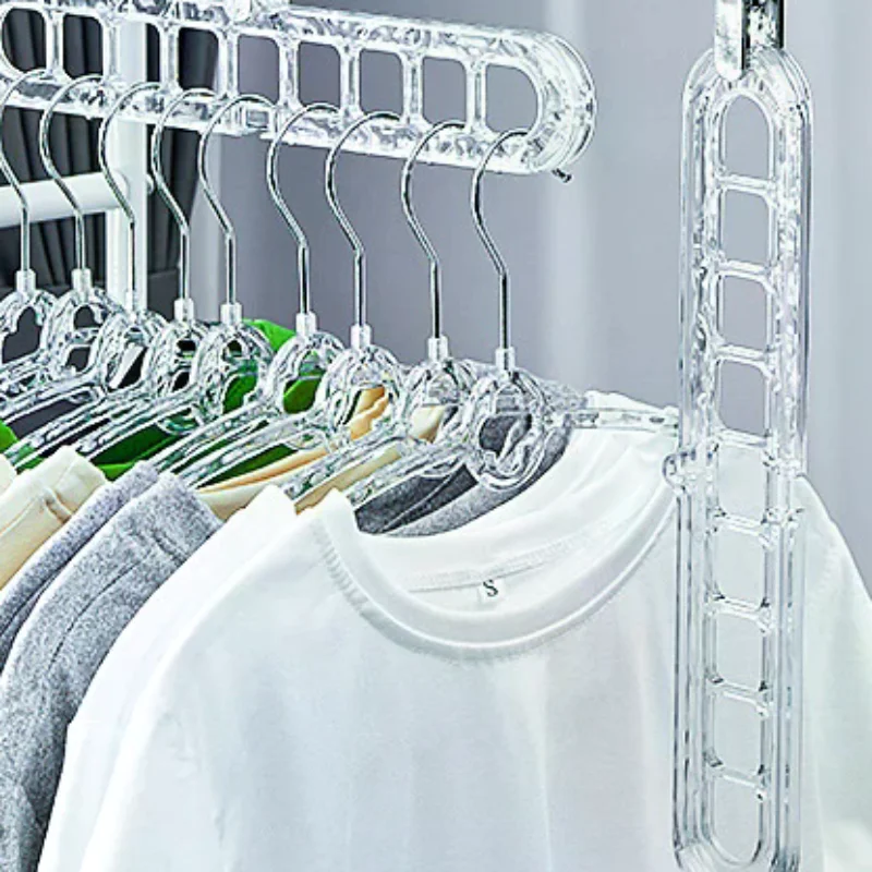 

Nine-hole Clothes Hanger Household Red Plastic Multi-function Clothes Drying Artifact Horizontal And Vertical Magic Rotating