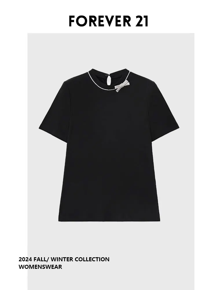 

Женская футболка Forever 2 Encounter в новом китайском ретро-стиле с элегантным дизайном и вставками из страз, летняя, с коротким рукавом