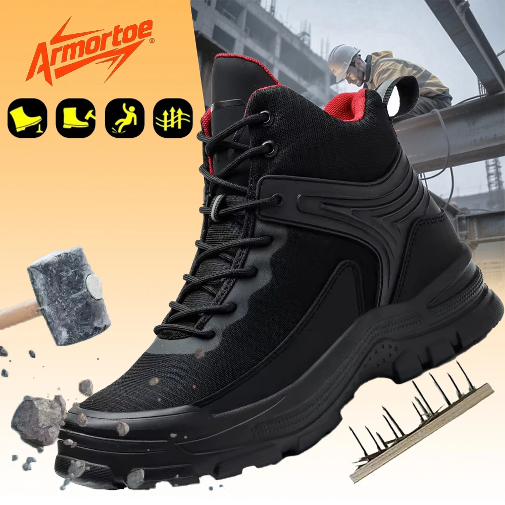 

ArmorToe High-top Steel Head Anti-stabbing Safety Shoes Breathable Lightweight Work Shoes Wear-resistant #Armor2682
