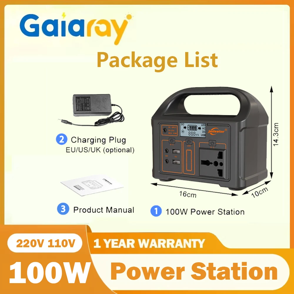 

100W Portable Power Station 76.8Wh LiFePO4 Solar Generator 110V 220V Power Station 24000mAh Solar Power Bank for Outdoor Camping