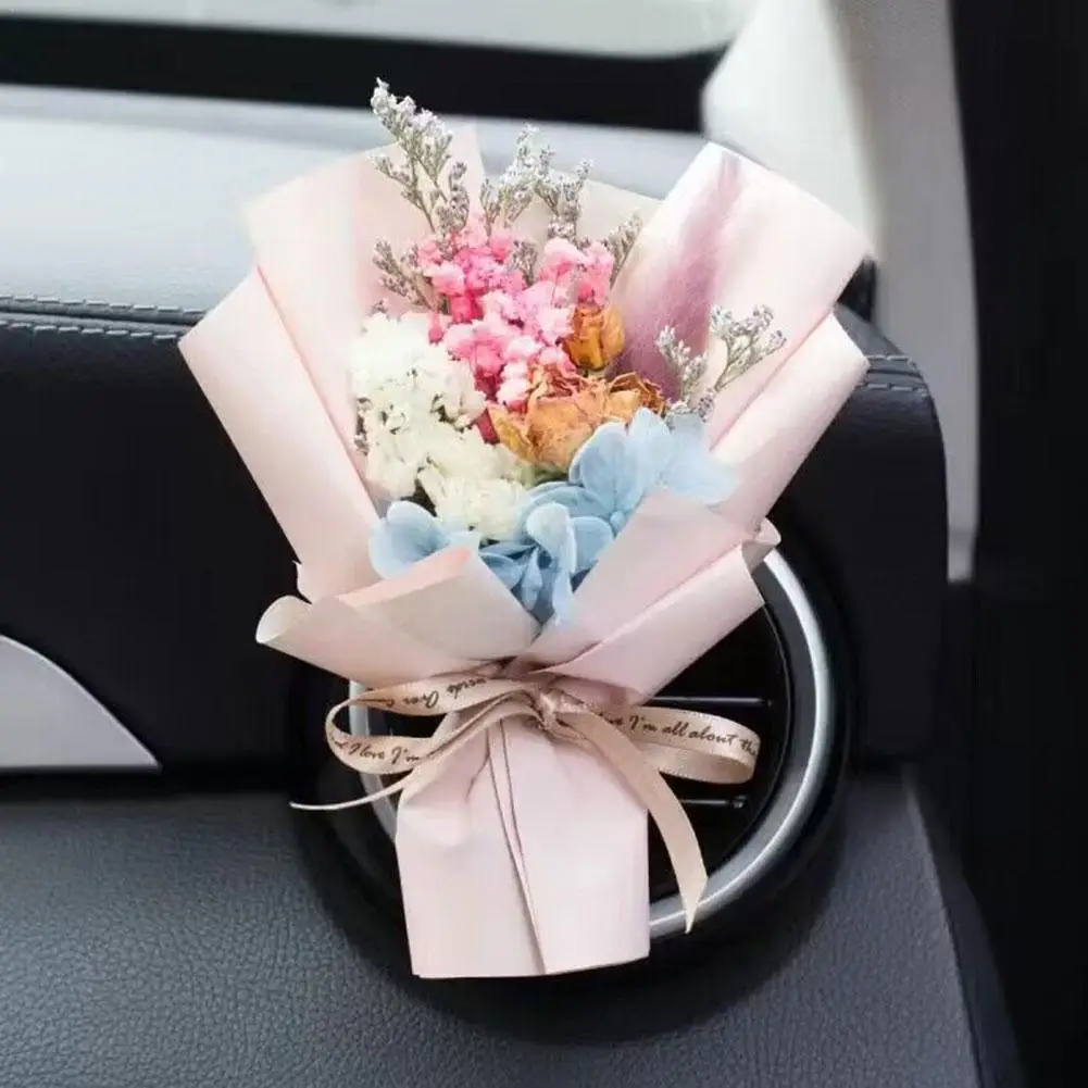 Dried Flowers Bouquet Car Perfume Air Vent Clip Mini Bouquet Eternal Flower Creativity Car Accessories Interior Ornament