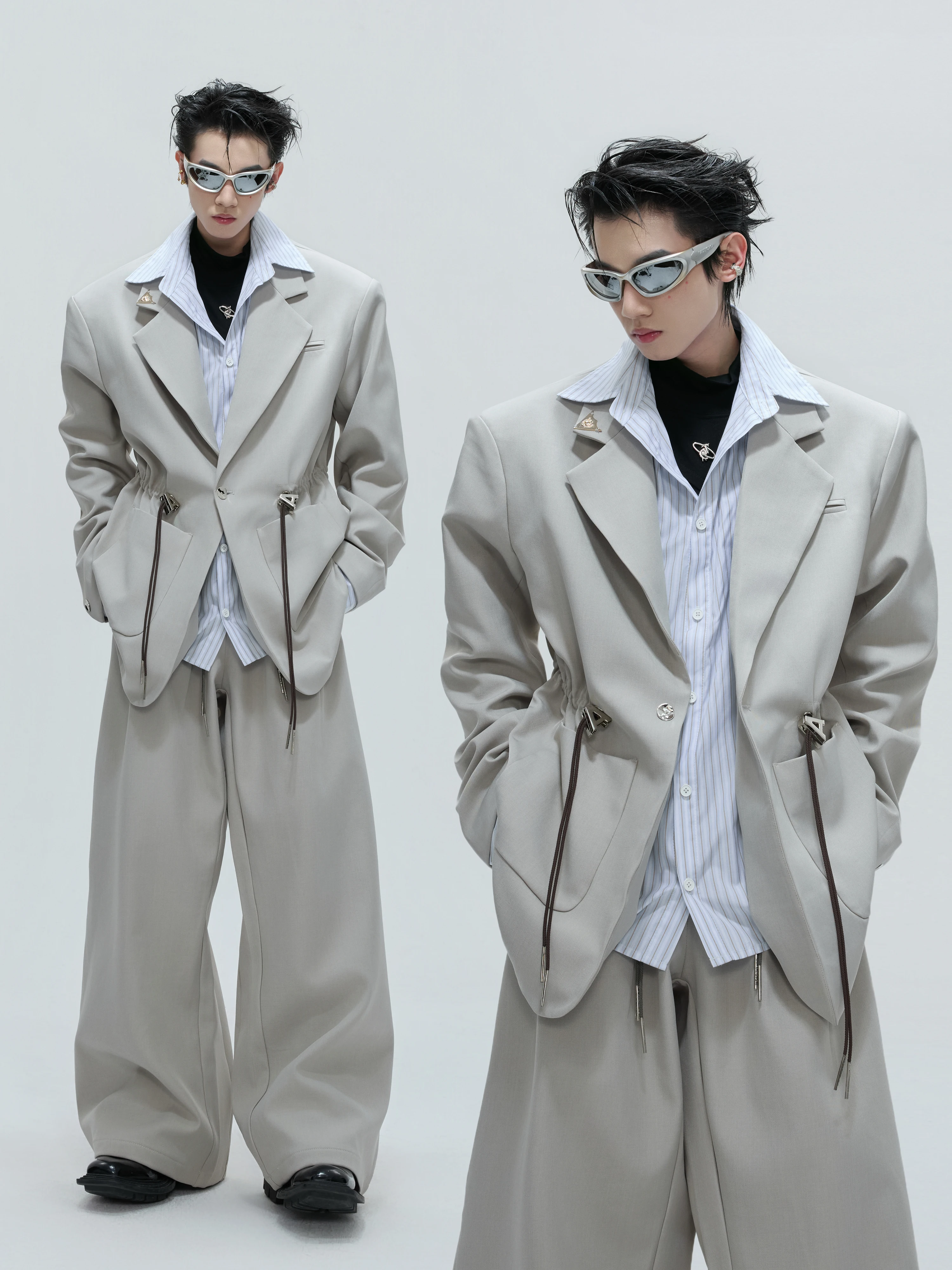 Shoulder Pad Set In - 아르구에 컬쳐 남성 체크 셔츠 재킷