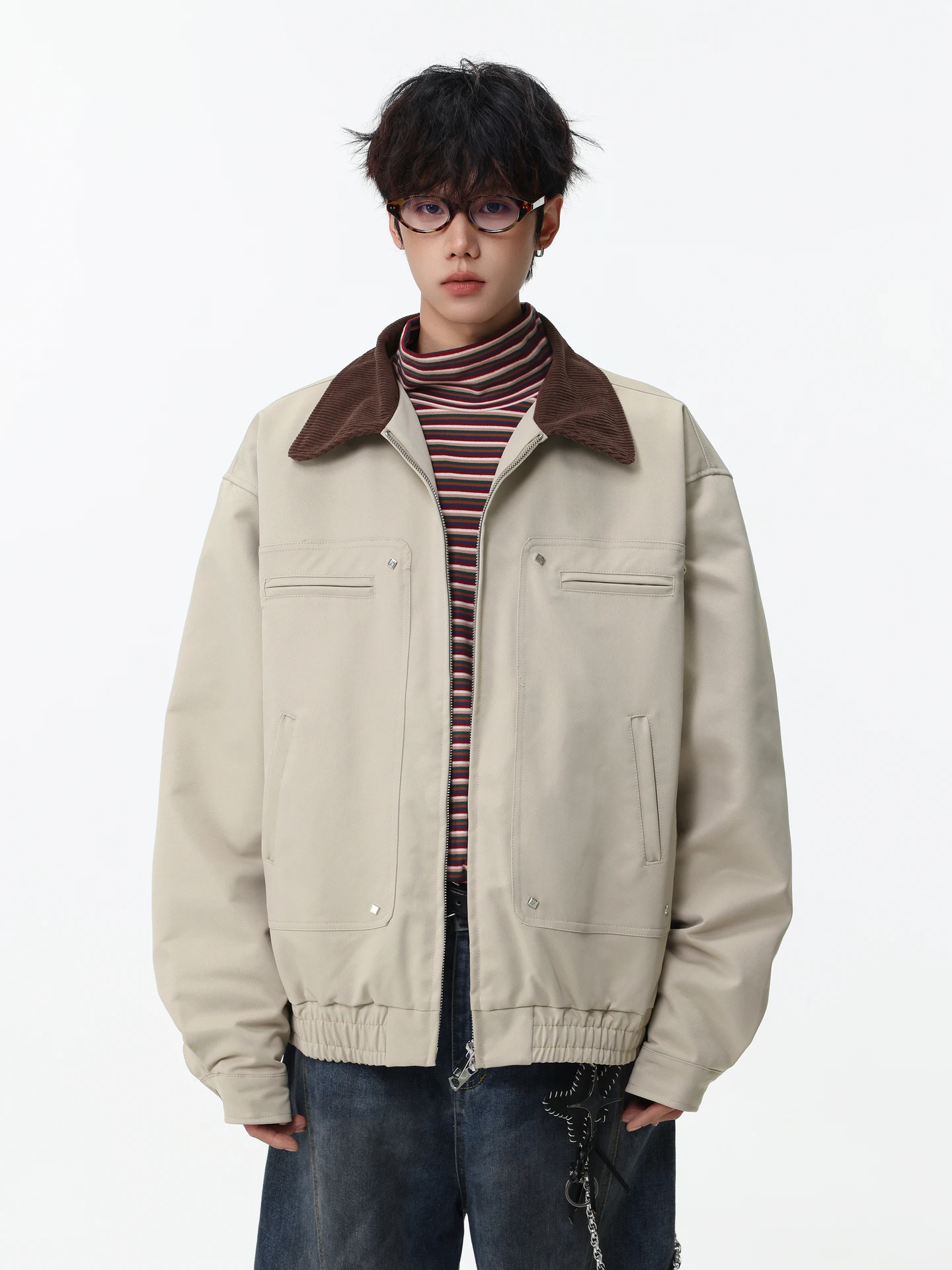 

Американская ретро-куртка в стиле рабочей одежды Detroit, мужская, с воротником, модный брендовый силуэт, универсальная повседневная верхняя одежда