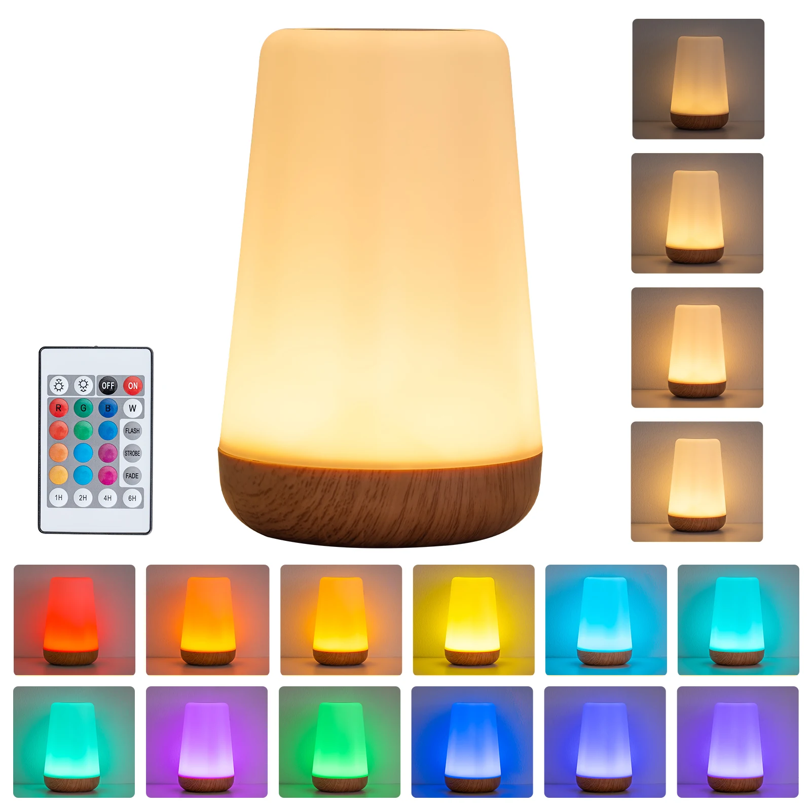GGbingo USB Touch Control LED Nachtlampje 13 Kleuren Dimbaar Bedlampje met Afstandsbediening voor Slaapkamer Camping Decoratie