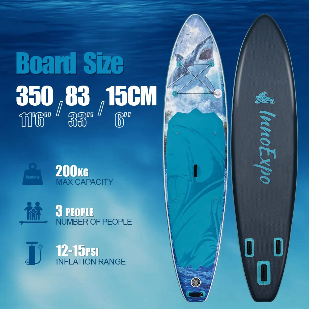 Afbeelding 9: InnoExpo Opblaasbaar Stand Up Paddle Board Paddleboard Surfplank Surf Sup Board 320-350CM Antislip Watersport Paddle Board