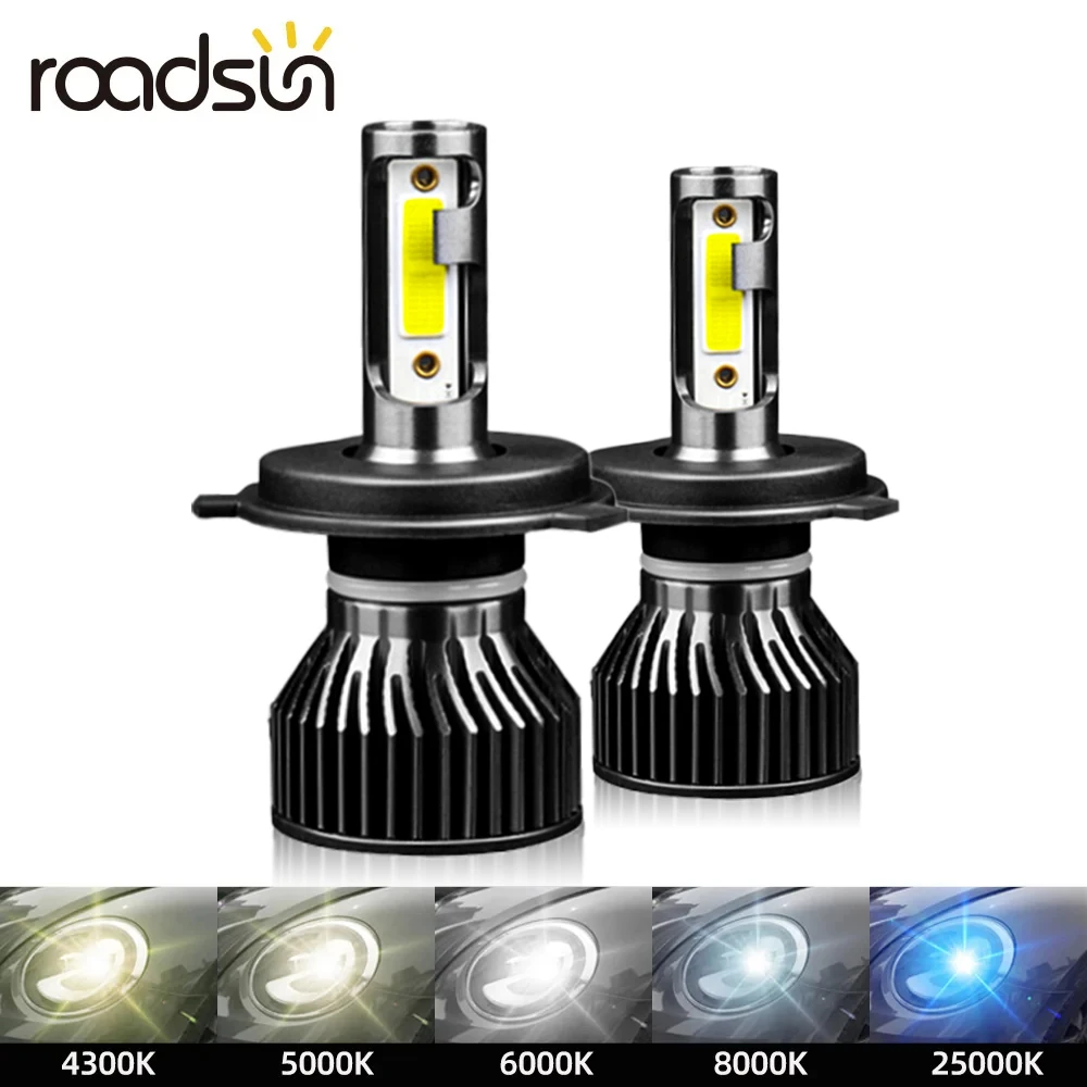 roadsun 2Pcs H4 H7 LED Lights H11 H1 H13 Car Headlight Bulbs 9005 HB3 9006 HB4 9004 9007 16000LM 5000K 6000K 8000K Auto Fog Lamp