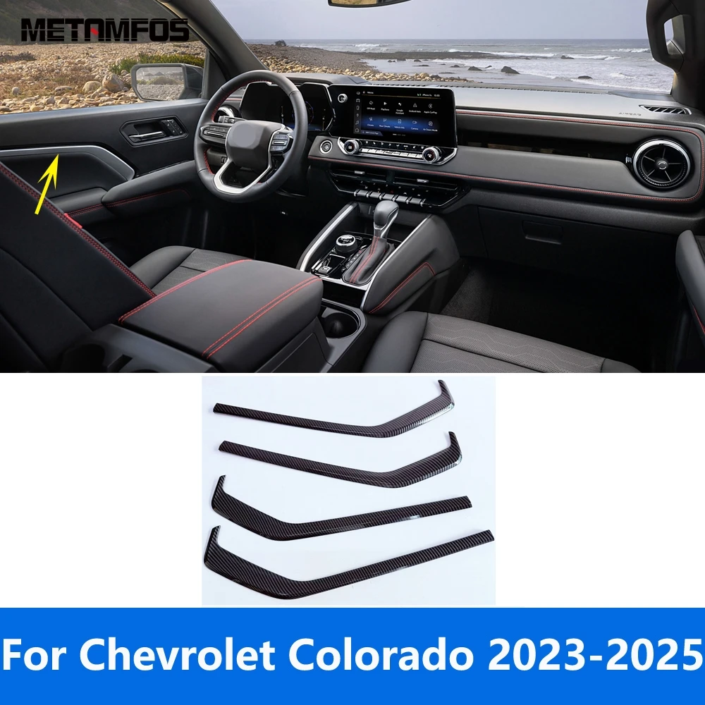 

For Chevrolet Colorado 2023 2024 2025 Carbon Fiber Inside Door Panel Strip Molding Trim Sticker Interior Accessories Car Styling