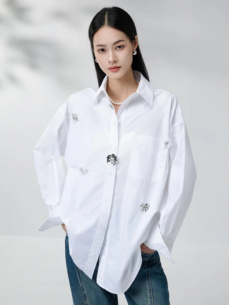 

Женская блузка из чистого хлопка с длинным рукавом Conhenyao, новинка осени 2025, оригинальный дизайн, свободный крой, с воротником