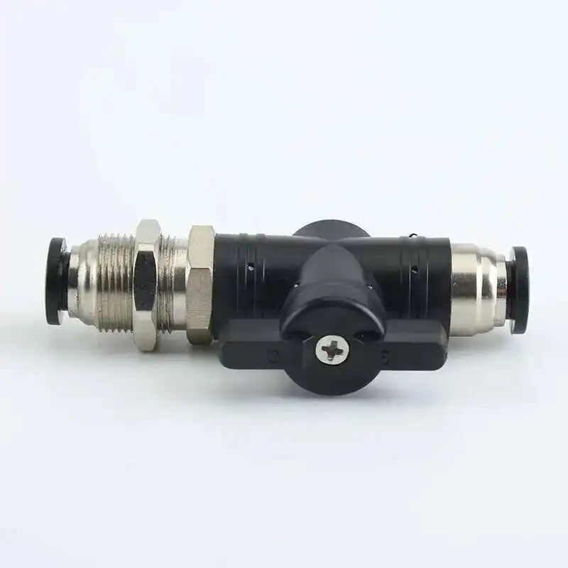 BM BLM-4 อุปกรณ์นิวเมติกวาล์วมือไดอะแฟรมผ่านแผ่น Splint Quick Plug Air ท่อเชื่อมต่อสวิทช์ด้วยตนเอง