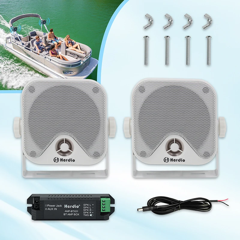 Altoparlante Bluetooth portatile da 4 pollici Herdio altoparlanti doccia impermeabili da 120W cablati altoparlante per trattore per camion per