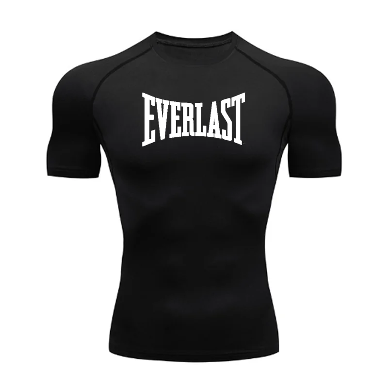 EVERLAST Men\'s Skin-Tight Shirt Printed Sports Quick Dry Breathable Sports Tights Second Layer Of Sunscreen Skin Shirt