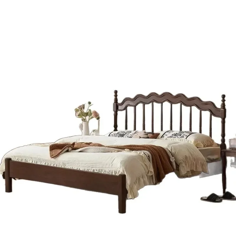 

Medieval American Windsor bed 1.5M1.8M double bed Modern simple retro French solid wood bed Storage Master bedroom