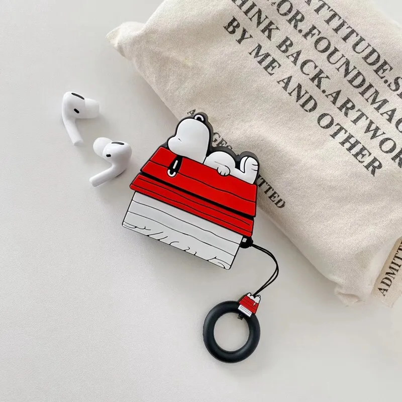 3D Cute Cartoon Snoopy Earphone Case For Airpods 4 2 3 1 Pro 3 2 Wireless Bluetooth Headset Protective Soft Cover With Pendant view 3