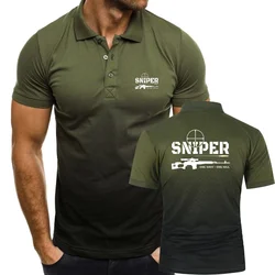 Men Polo Shirts Army Combat Tactical Tshirt Sniper One Shot One Kill TShirts Military Style Sport Youth Short Sleeve Tees S-5XL