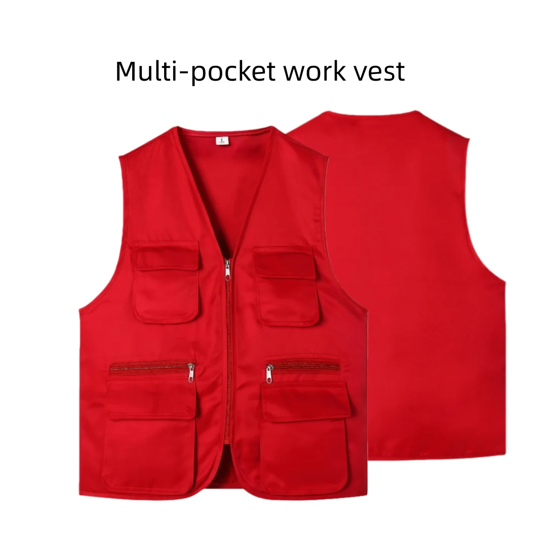 2026 Outdoor Work and Leisure All-Match Summer New Unisex Vest Multi-Pocket Vest High-End Custom Logo Printed Brand Text