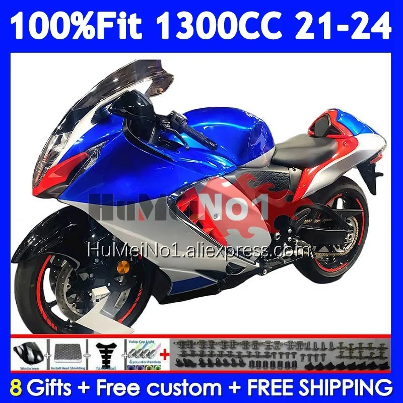 Injection Body For SUZUKI GSXR1300 silvery blue Hayabusa GSXR 1300 CC 21 22 23 24 129No.0 GSXR-1300 2021 2022 2023 2024 Fairing