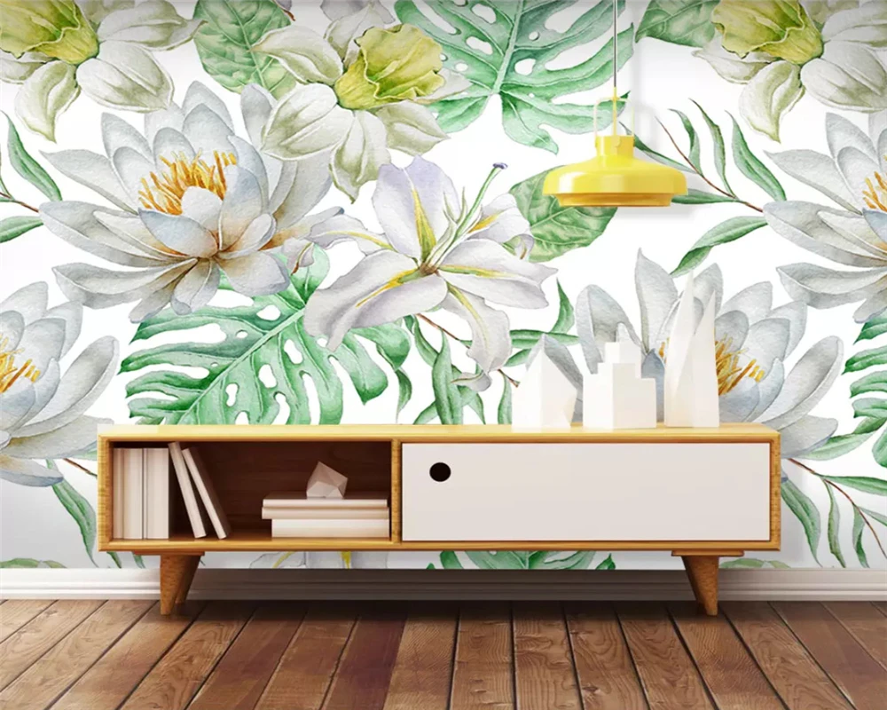 Papel tapiz autoadhesivo personalizado, planta de selva tropical, Mural de hoja de plátano, decoración del hogar, sala de estar, dormitorio, papel tapiz 3d