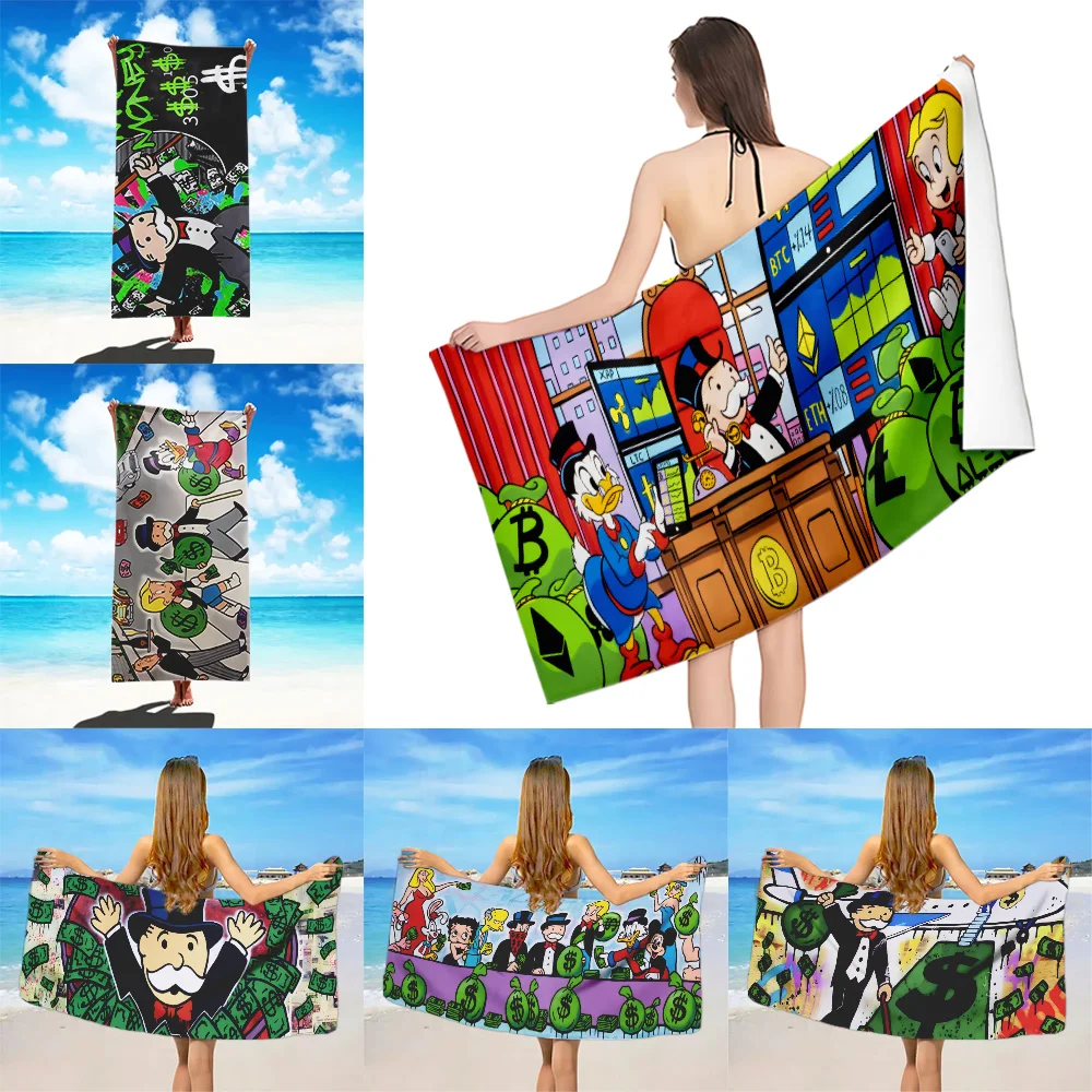 

Beach Towel Microfiber Sand Quick Dry Soft Sandproof Pool for Cartoon Luxury Dollar MonopolyS Women Travel Gym Shower Camping