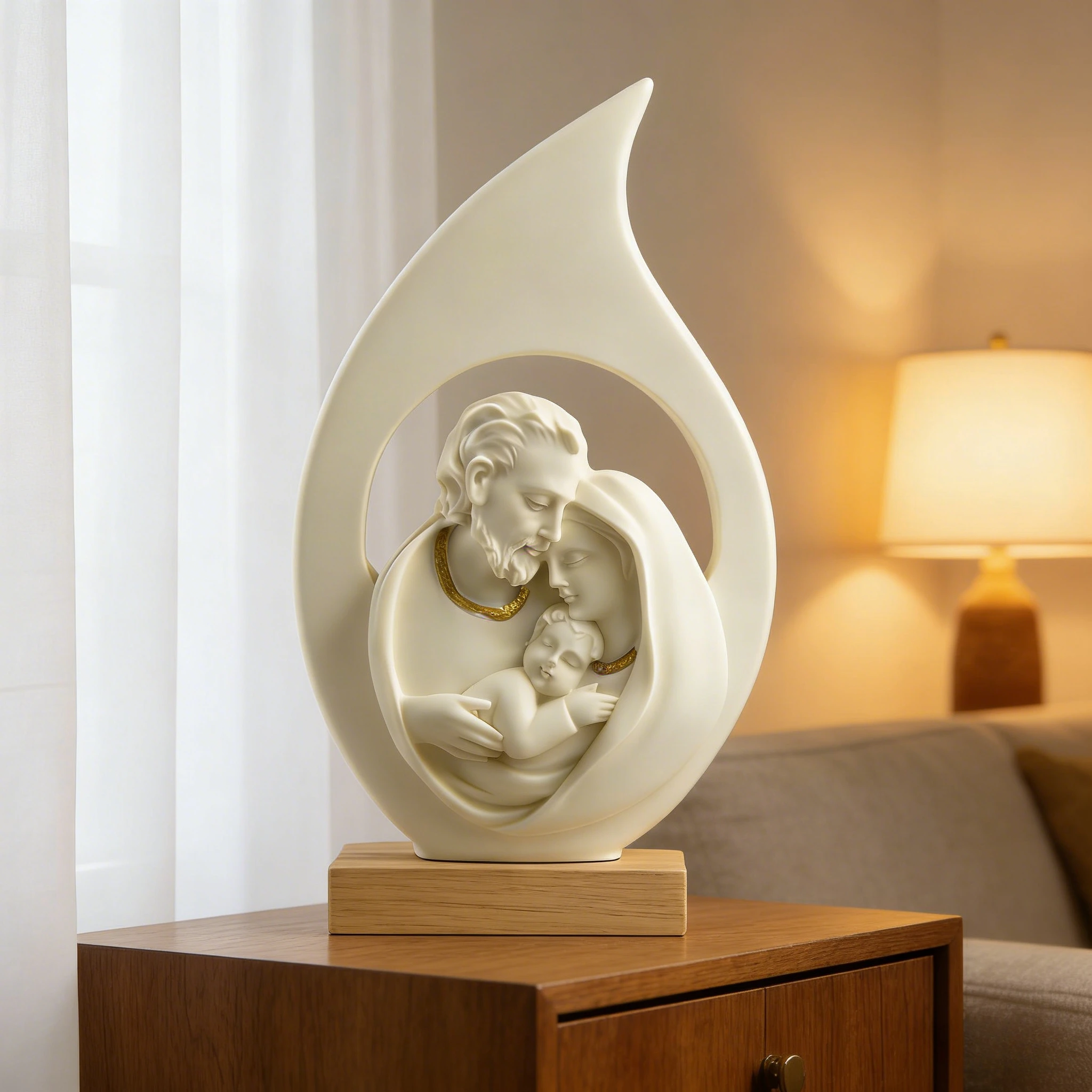 

Creative Exquisite Sacred Hearts Statue Painted Crafts Holy Family Figurine Handmade Resin Nativity Ornaments Christmas Gift