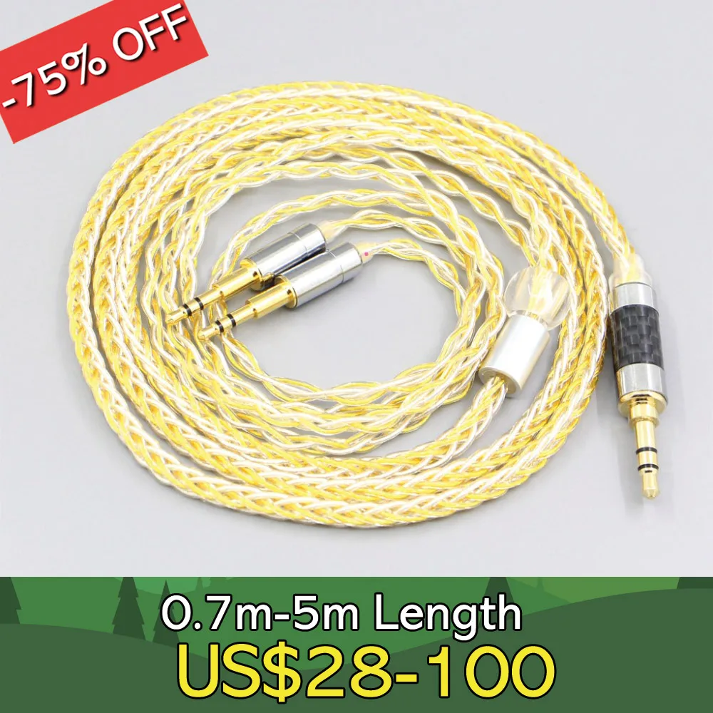 

8 Core OCC Silver Gold Plated Braided Earphone Cable For Oppo PM-1 PM-2 Planar Magnetic 1MORE H1707 Sonus Faber Pryma LN007317