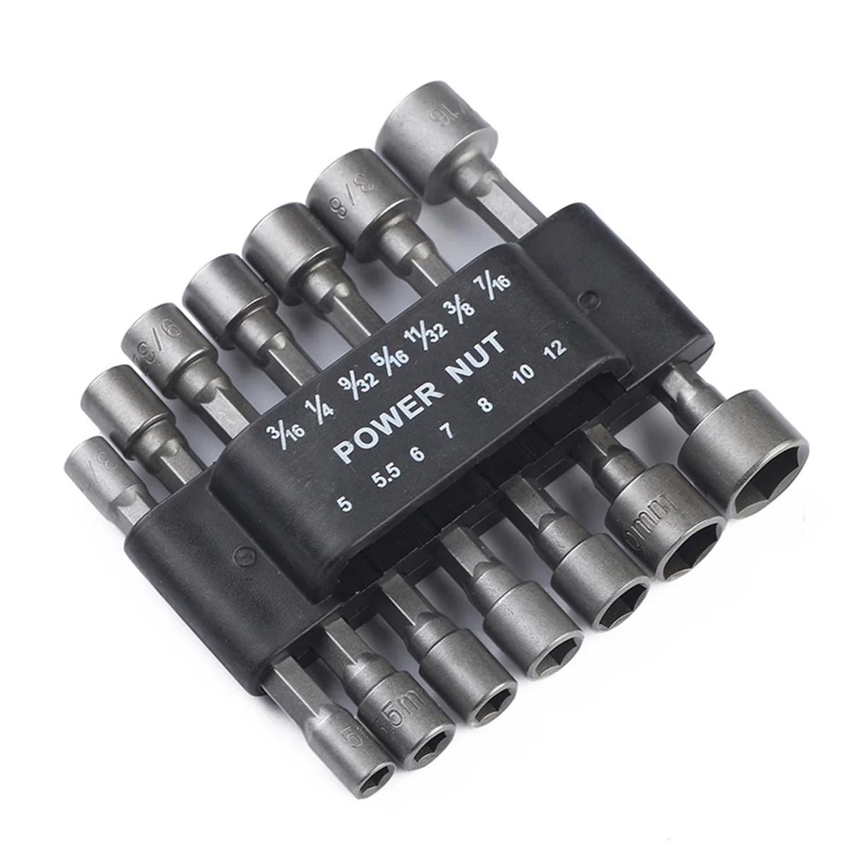 14 Pcs 5-12mm Imperial Socket Nut Impact Driver Adapter Drill Bits 1/4 Inch Hex Tool Set Nut Driver Socket Bit Set