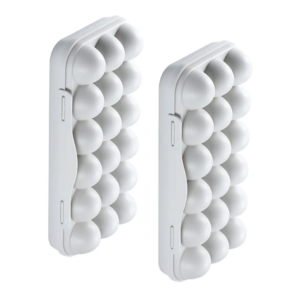 

2Pcs Refrigerator Egg Holder 18 Grids Plastic Storage Box Stackable Organizer Prevents Breakage Keeps Eggs Fresh Grey