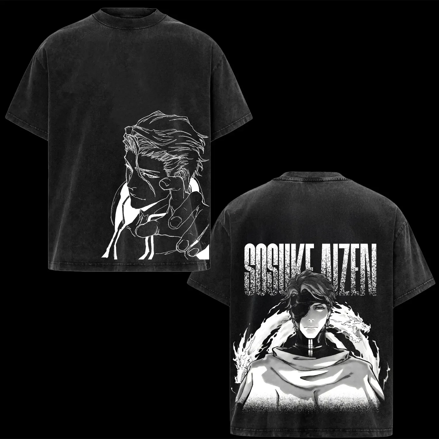 Bleach Vintage Washed T‑shirt Multi‑Character Anime Graphic Print Unisex Loose Cotton Short Sleeve Harajuku Fan Streetwear Tee view 2