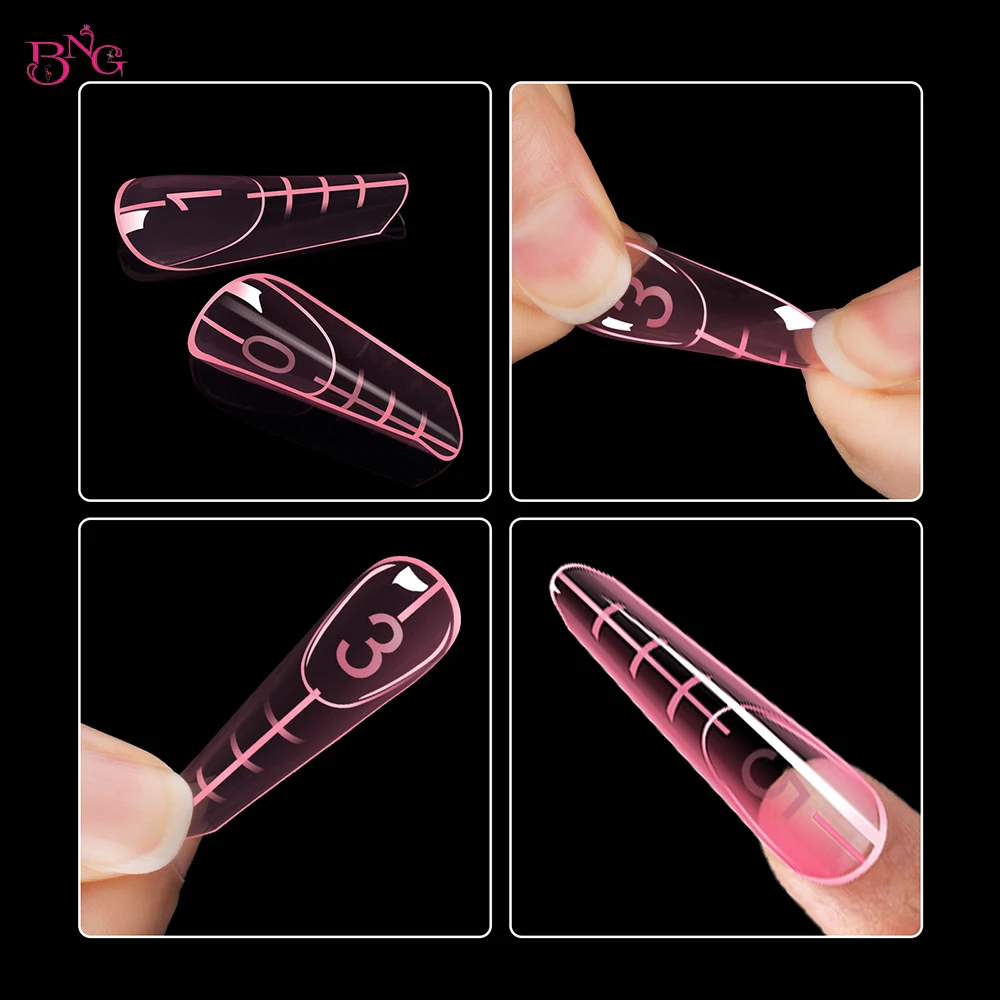 BNG 120Pcs French Nail Dual Form for Poly Extension Gel Nail Molds with Large Number Markings for French Manicure Short Nail Bed