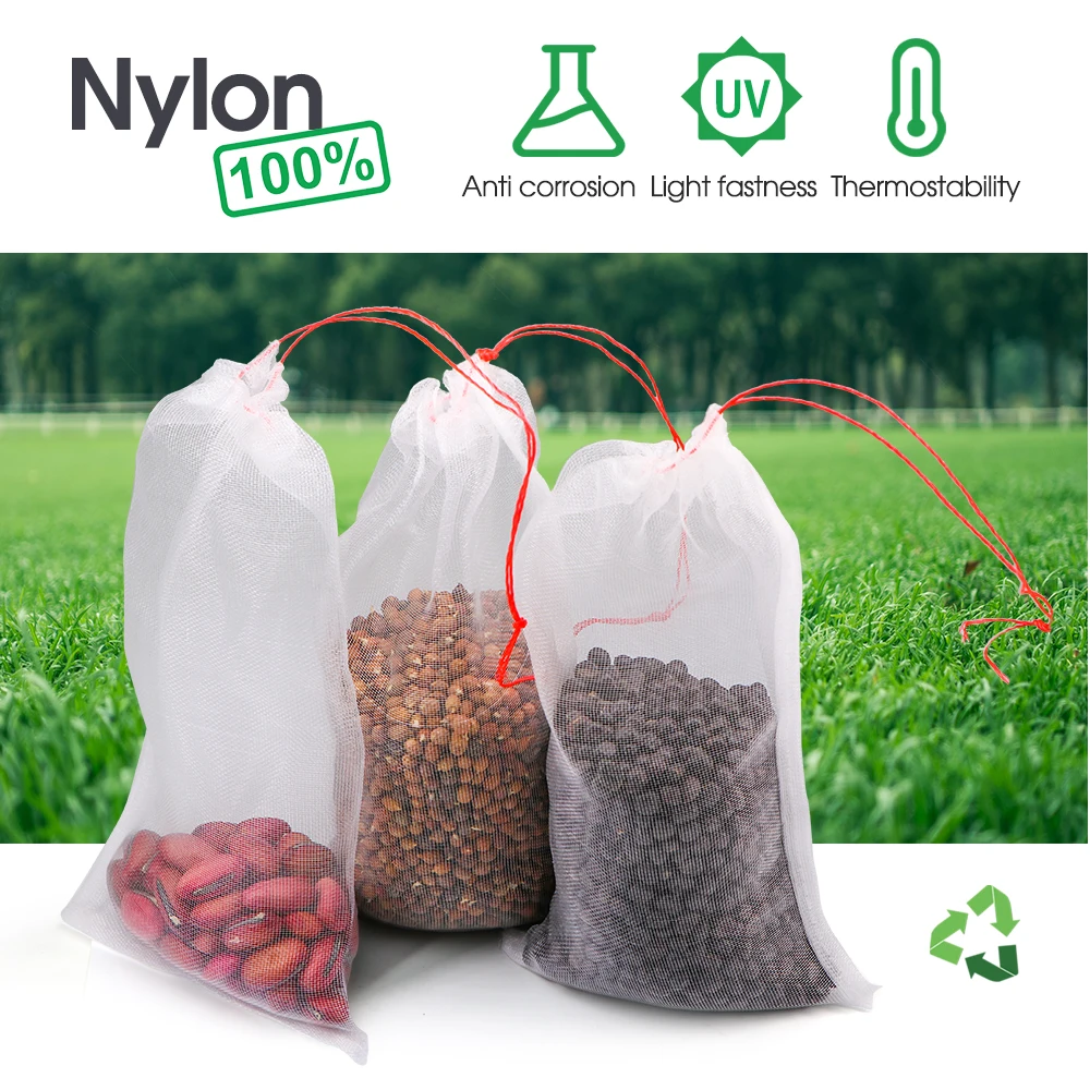 Nylon Grow Fruit Protection Bags With Drawstring For Protecting Plant Flower Vegetable Reusable Mesh Protect Bag Pest Control