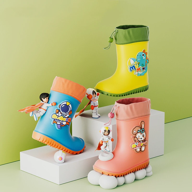 Kids Rain Shoes Band Mouth Cartoon Anti Slip Rabbit Dinosaur Rain Boots Rubber Boys And Girls' Baby Water Shoes