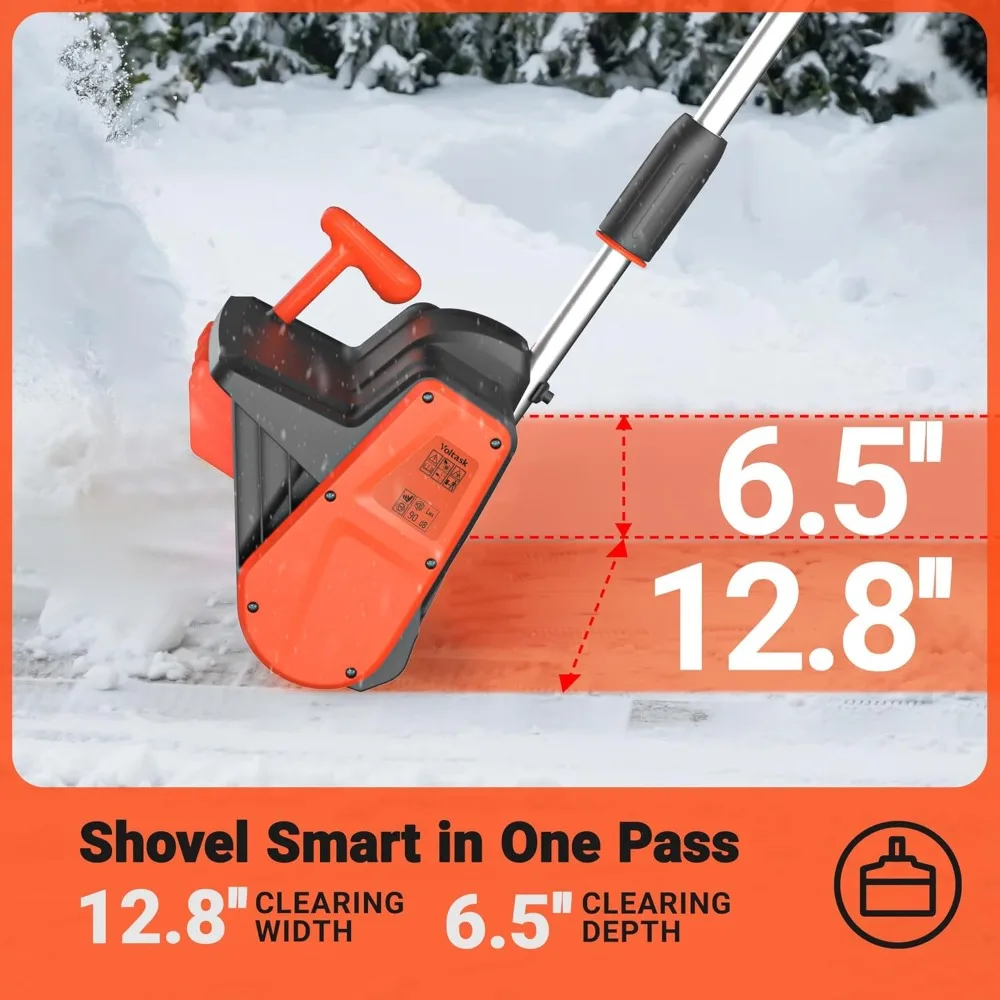 24V Cordless Snow Shovel,12.8-Inch Cordless Snow Blower,4-Ah Battery Snow Blower with Directional Plate &Adjustable Front Handle