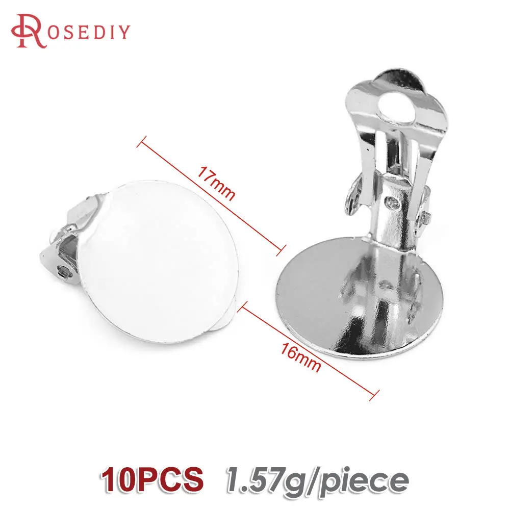 18K Goud Kleur Platte Maat 9MM 10MM 12MM 15MM 16MM 18MM Messing Platte Stok oorbellen Clip Diy Sieraden Maken Oorbellen Accessoires