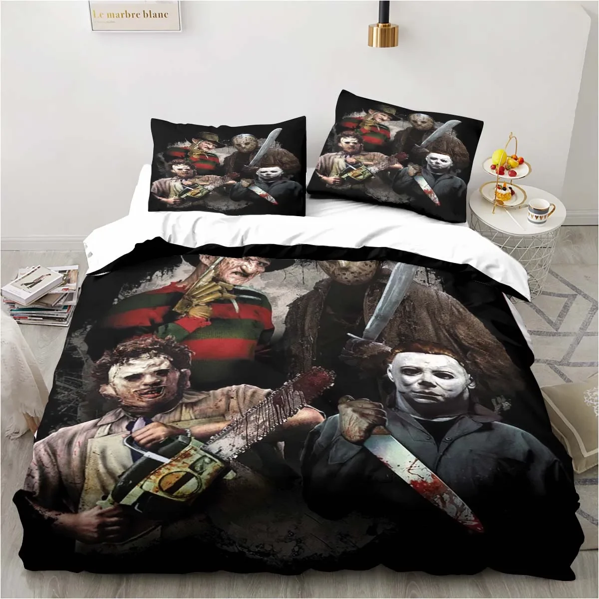 

Horror Movie Cover Digital Print Polyester Bedding Sets Child Kids Covers Boys Bed Linen Set for Teens king size bedding set