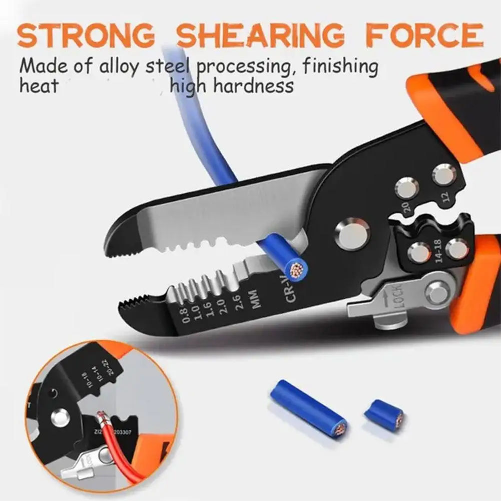 7 In 1 Multifunction Wire Stripper 0.6-2.6mm Range Tool Tool Electrician Plier Hand Crimping Stripping Cutter Cable Wire Re H6u5