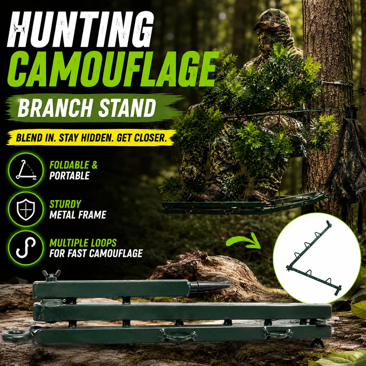 Outdoor Hunting Blinds - Складной держатель для камуфляжных лесенок с