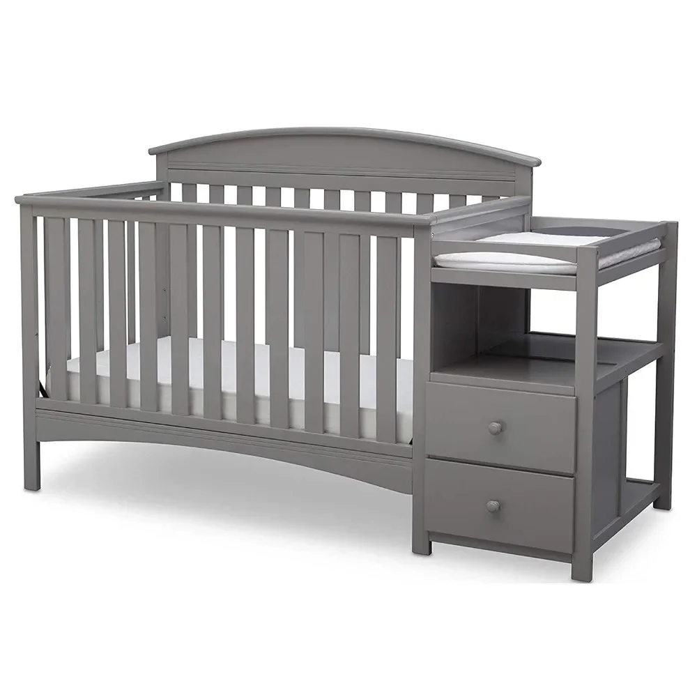 Abby Convertible Crib and Changer,converts To A Toddler Bed, Daybed and Full Size CONVENIENT CHANGER